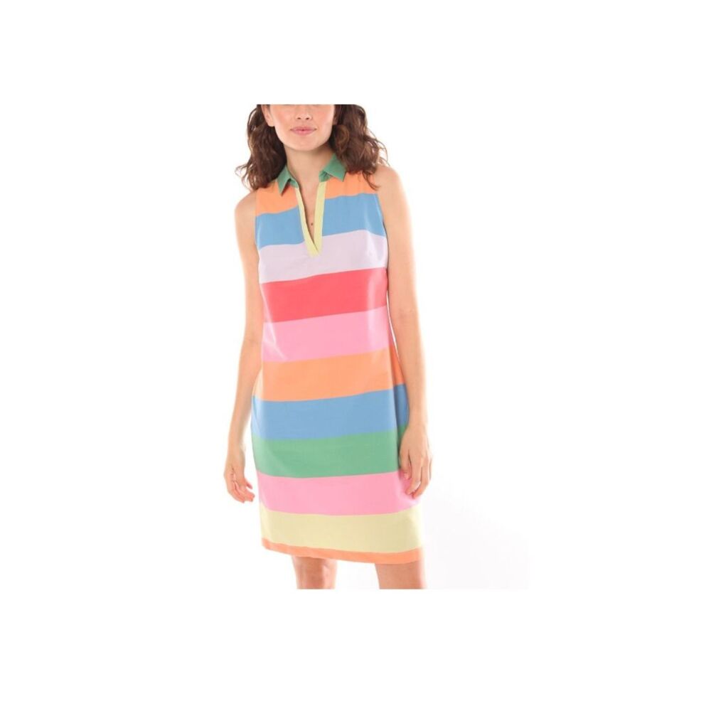 VILAGALLO Cassie Striped Polo Mini Dress Sz 40